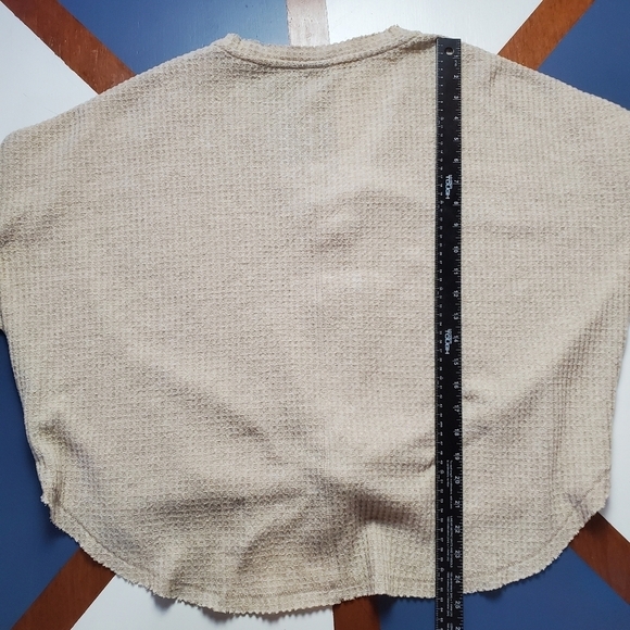 Out From Under Waffle‎ Knit Oversized Top Womens Medium Button up Tie Front Boho - Picture 11 of 12